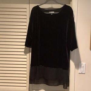 Neiman Marcus Black Sheer Hem Tunic